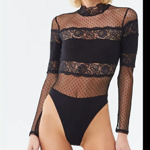 Sheer lace combo bodysuit NEW! - Picture 2 of 6